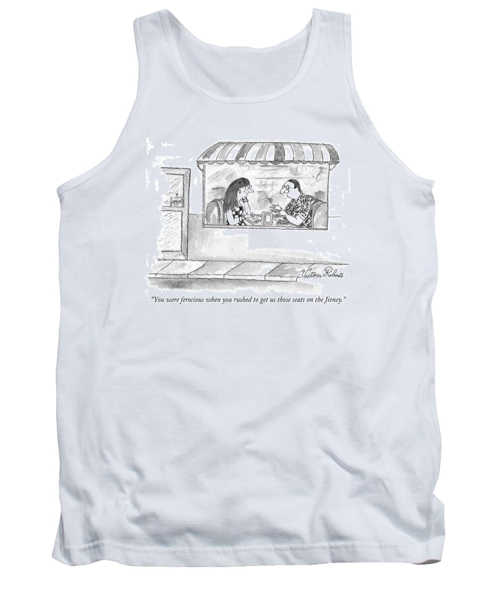 Hamptons Jitney Tank Top featuring the drawing You Were Ferocious When You Rushed To Get by Victoria Roberts