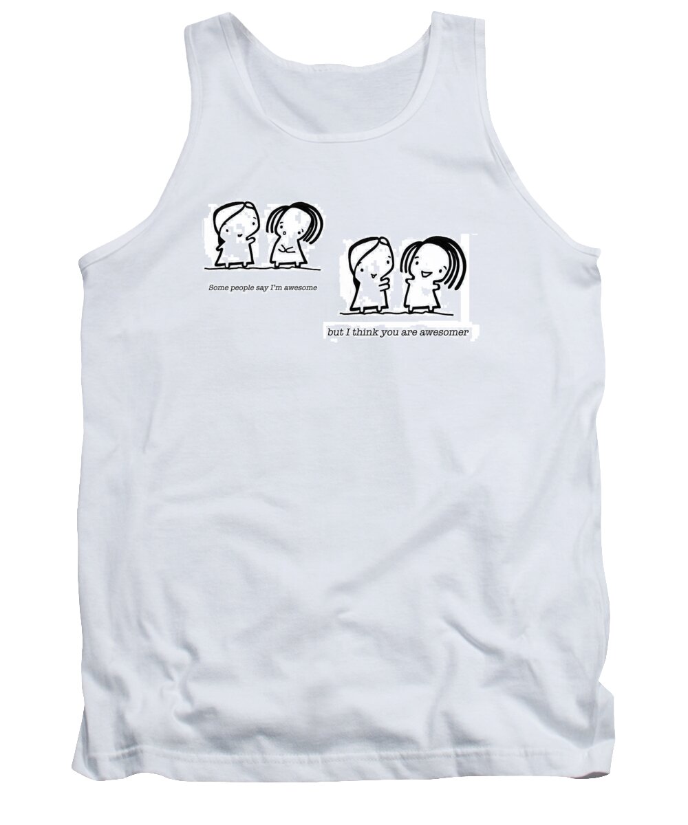 Friendship Tank Top featuring the drawing Awesomer #1 by Leanne Wilkes