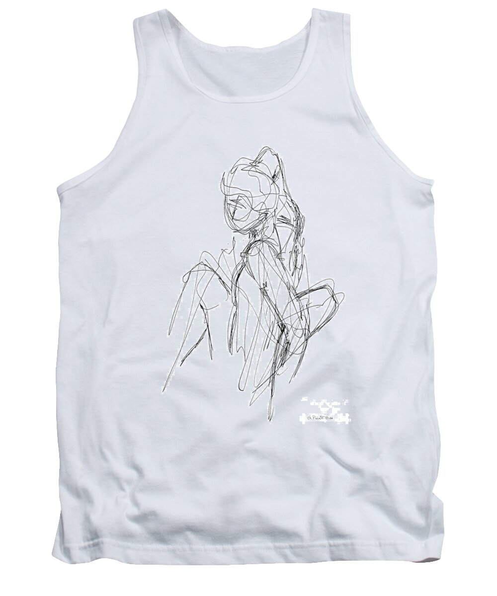 Male Sketches Tank Top featuring the drawing Nude Male Sketches 3 #1 by Gordon Punt
