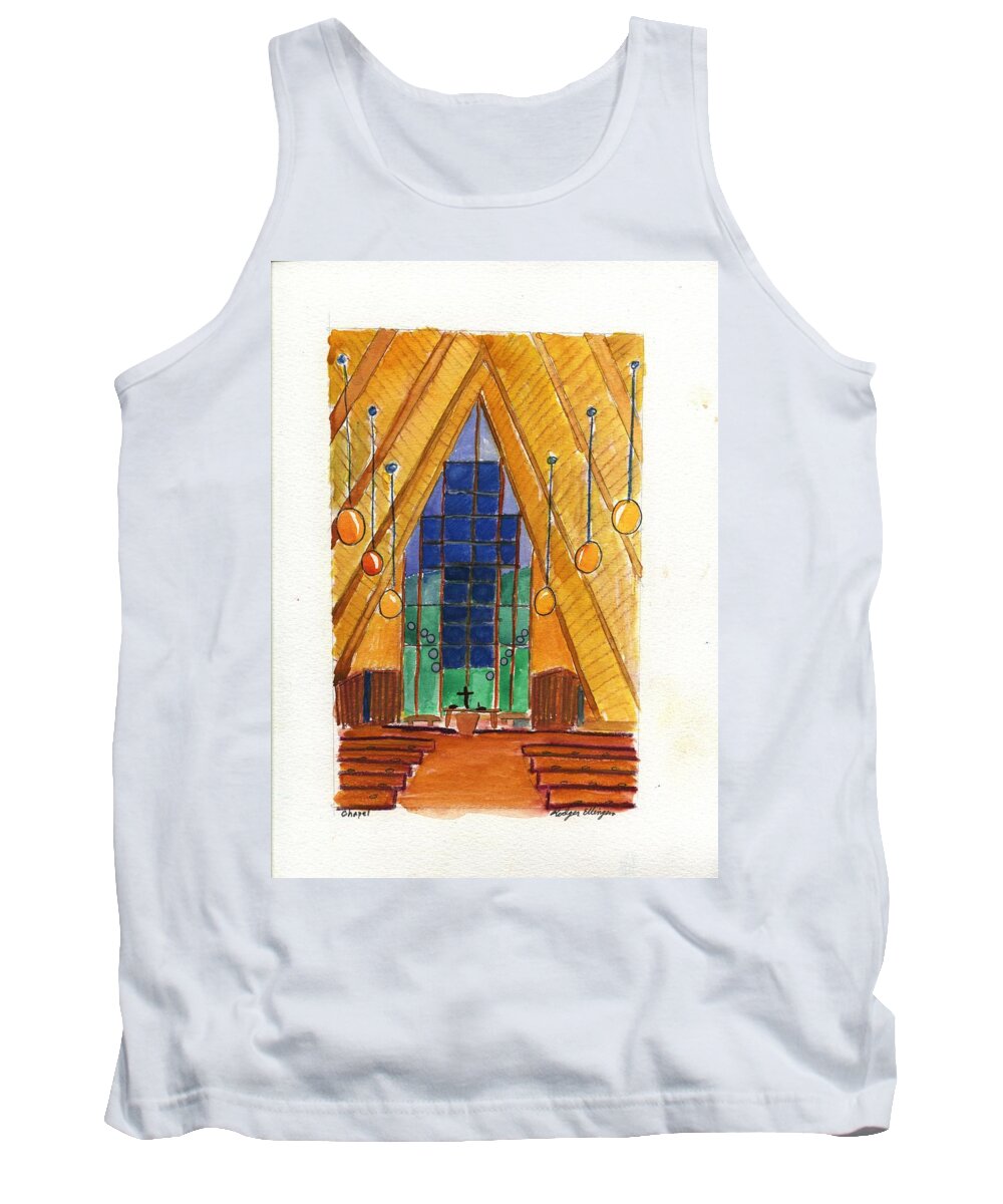 Chapel Tank Top featuring the painting Placerville Chapel #1 by Rodger Ellingson