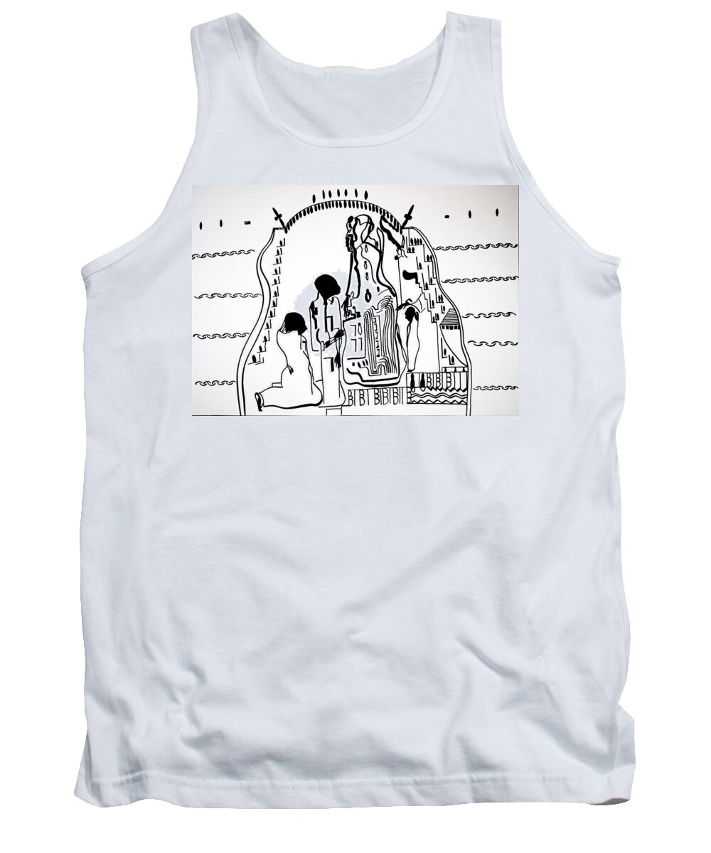 Jesus Tank Top featuring the drawing Presentation of Jesus in the Temple #1 by Gloria Ssali