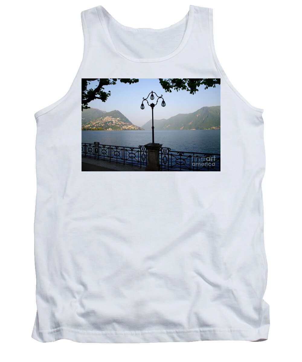 Street Lamp Tank Top featuring the photograph Street lamp on the lakefront #1 by Mats Silvan