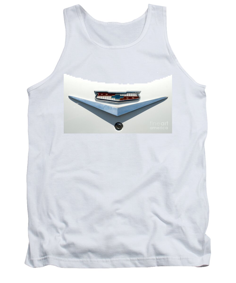 57 Chevey Tank Top featuring the photograph 57 Chevy Emblem by Mark Dodd