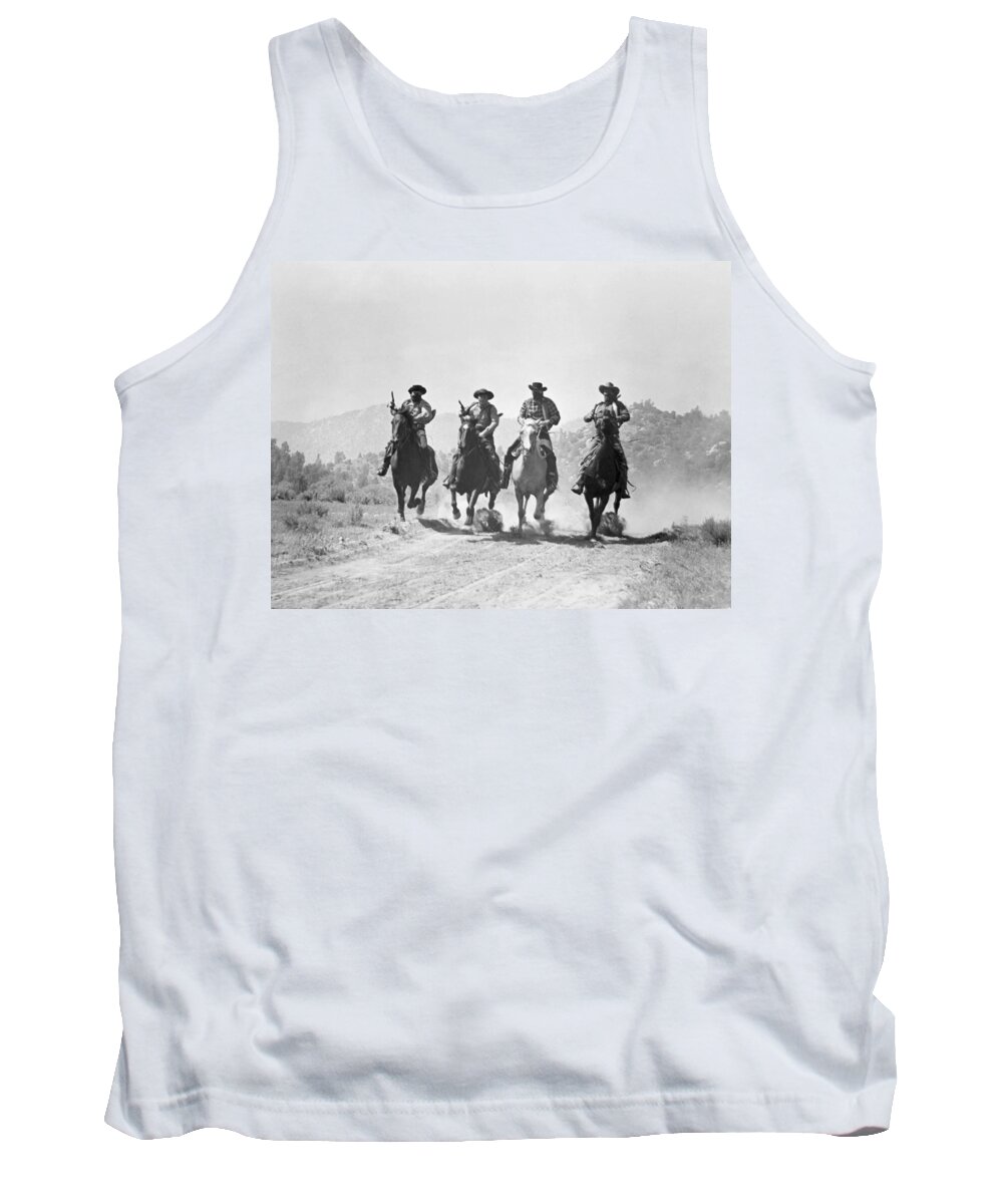 -western- Tank Top featuring the photograph Silent Film Still: Western #8 by Granger