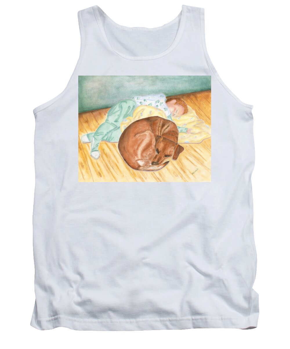 Baby Tank Top featuring the painting A Dog and Her Boy by Arlene Crafton