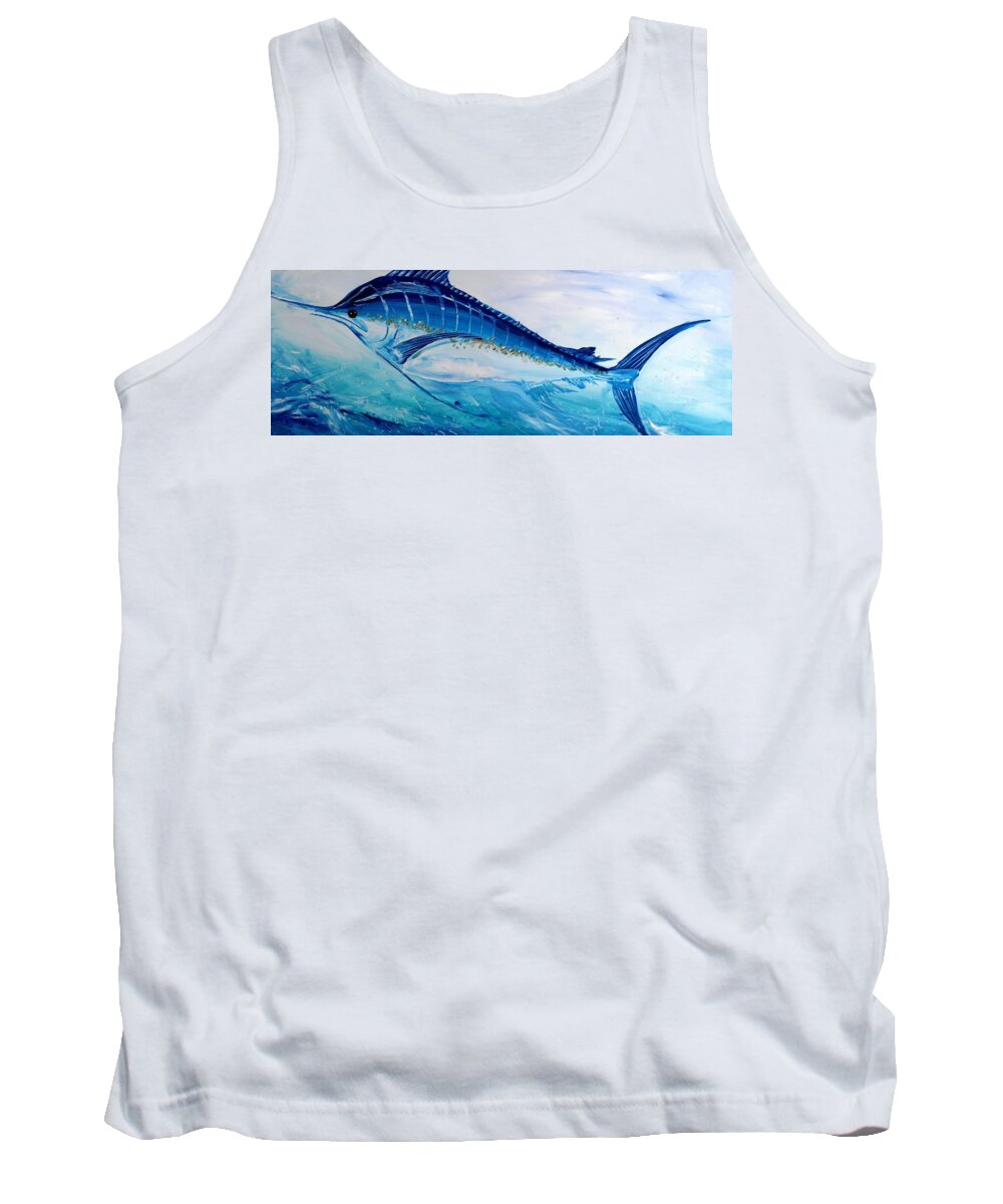 Fish Tank Top featuring the painting Abstract Marlin by J Vincent Scarpace