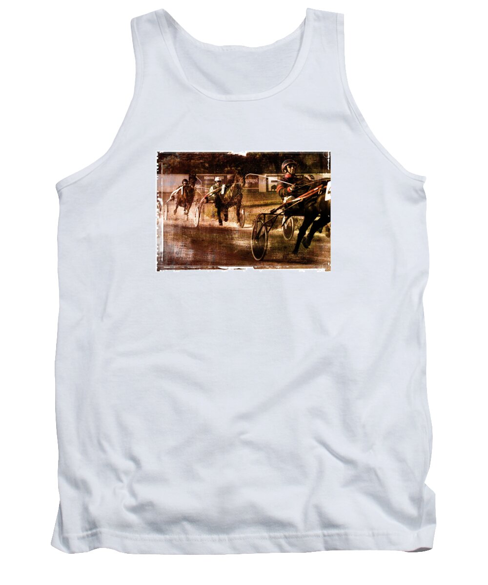 Horse Tank Top featuring the photograph and the winner is - A vintage processed Menorca trotting race by Pedro Cardona Llambias