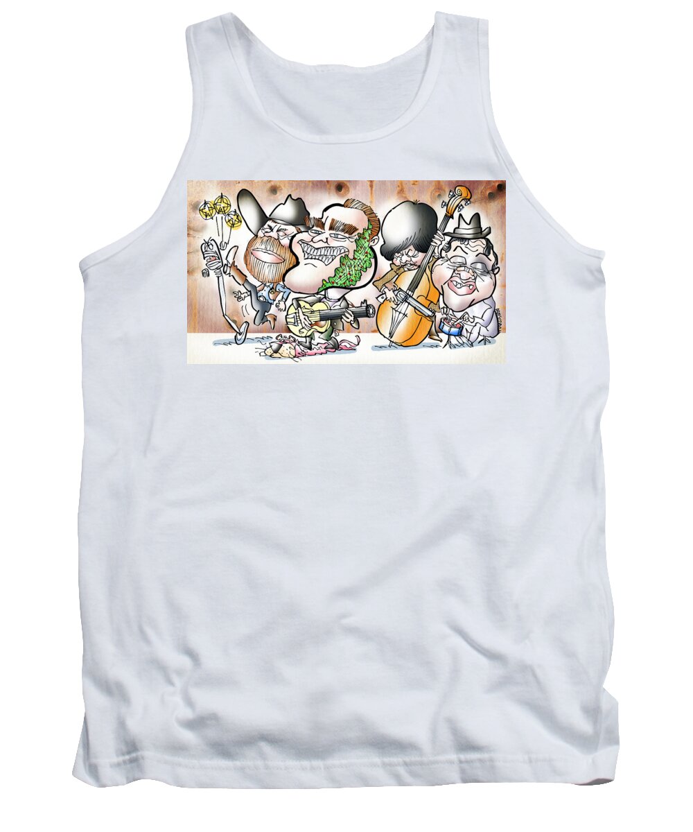 Music Tank Top featuring the digital art Arnold and The Terminators by Mark Armstrong