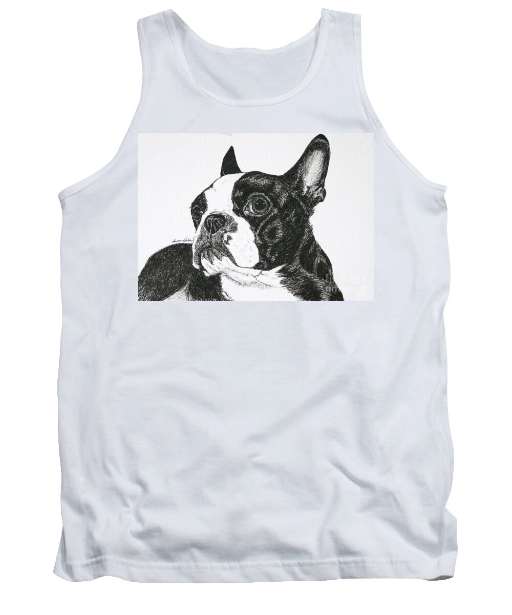 Boston Terrier Tank Top featuring the drawing Attitude by Susan Herber