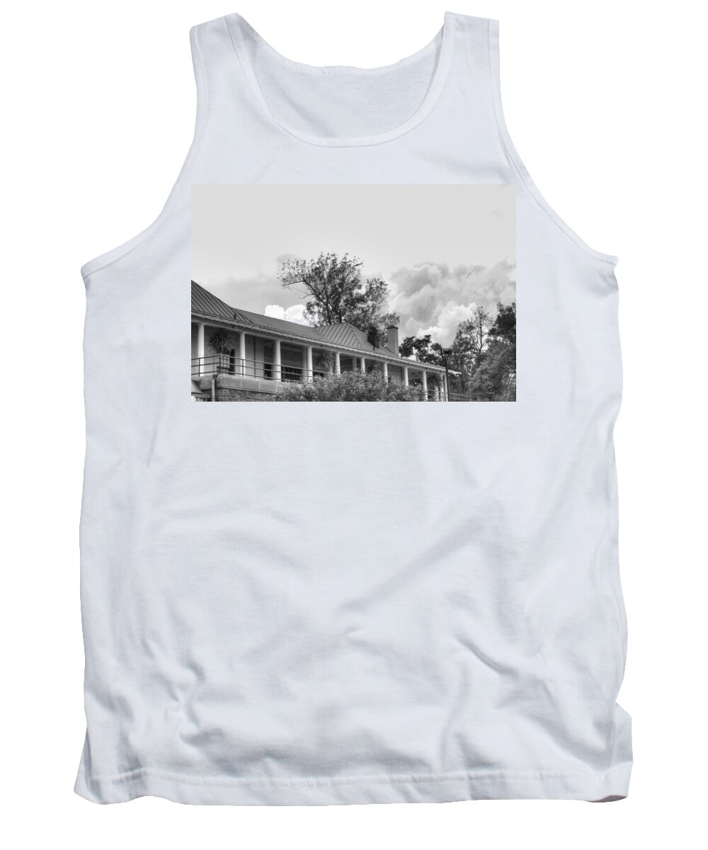  Tank Top featuring the photograph Black and White Delaware Casino by Michael Frank Jr