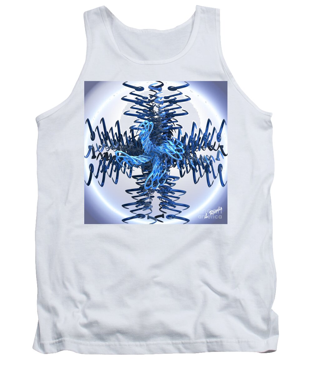 Digital Tank Top featuring the digital art Blue Streamers by Leslie Revels