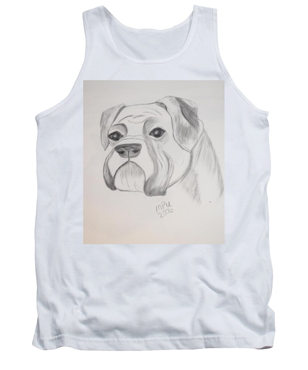 Boxer Tank Top featuring the drawing Boxer No Crop by Maria Urso
