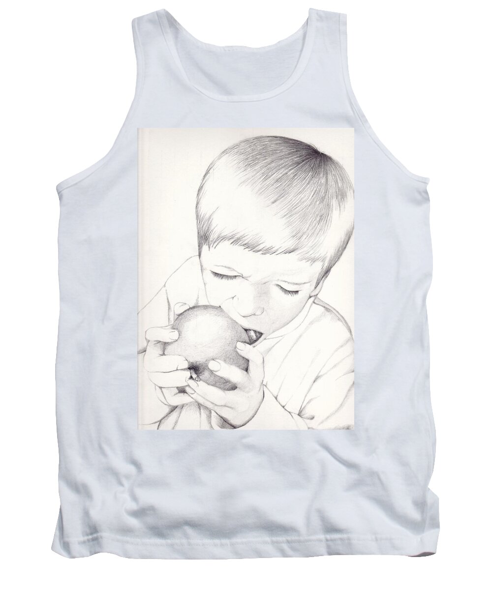Apple Tank Top featuring the photograph Boy with Apple by Kelly Hazel