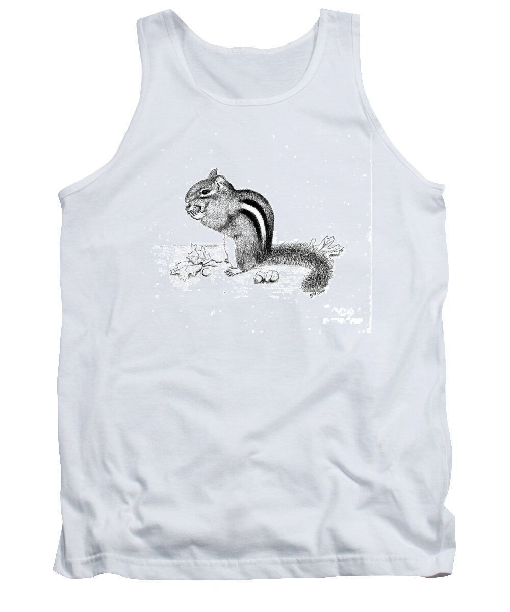 Chipmunk Tank Top featuring the drawing Chipmunk by Jackie Irwin