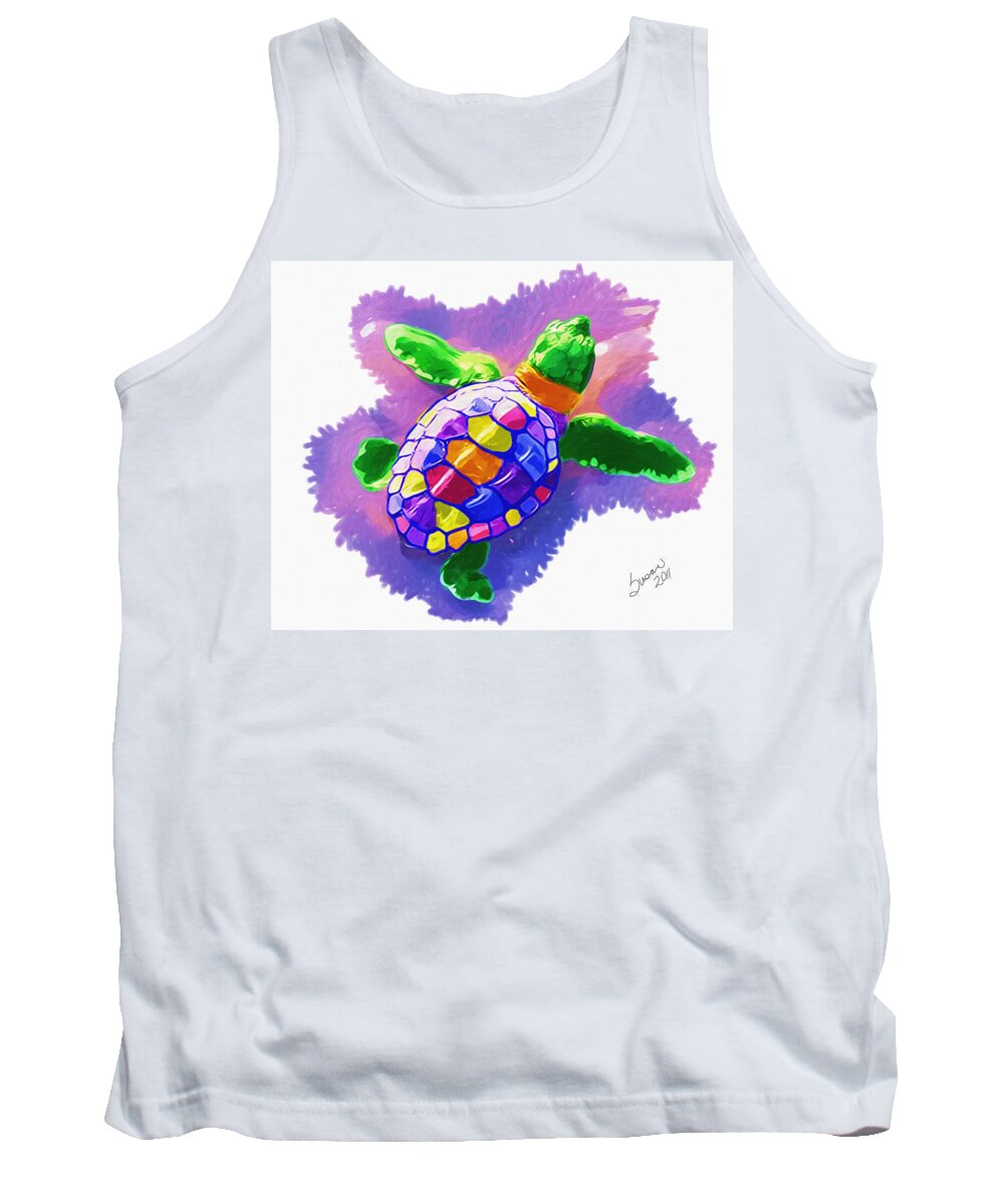 Turtle Tank Top featuring the digital art Colorful turtle by Susan Cliett