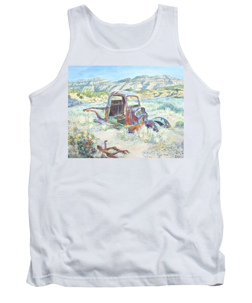 Truck Tank Top featuring the painting Crescent Canyon Relic by Page Holland