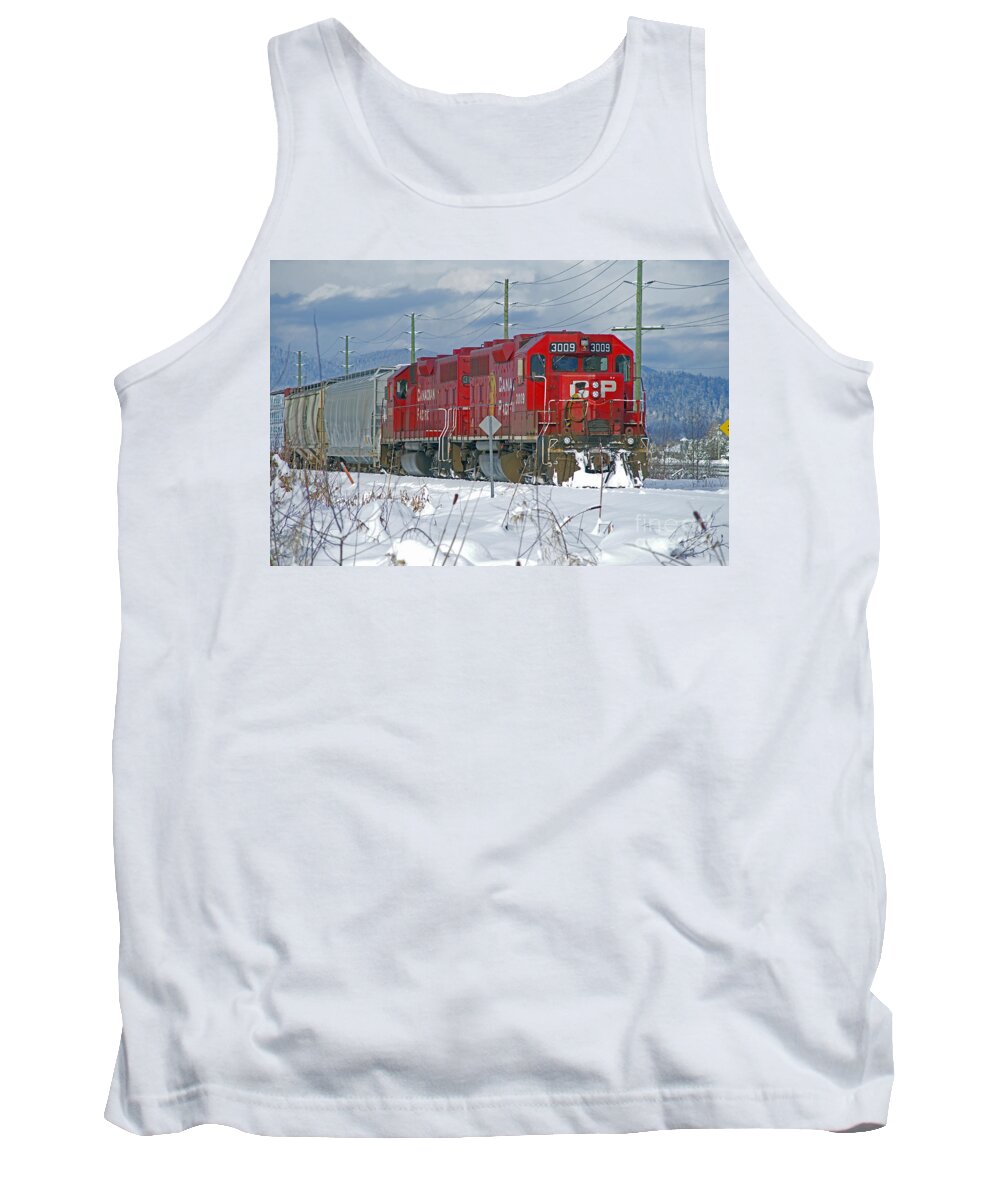 Trains Tank Top featuring the photograph Double CP Rail Engines by Randy Harris