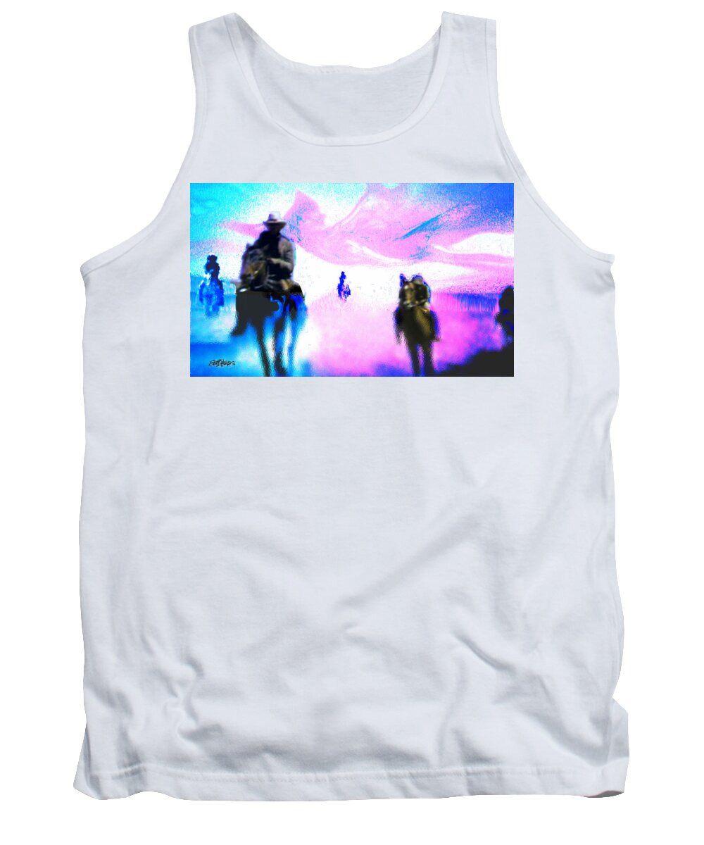 Five Riders Tank Top featuring the digital art Five Riders by Seth Weaver