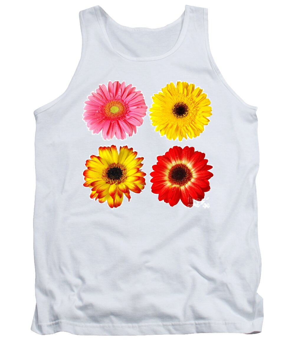 Background Tank Top featuring the photograph Four Gerberas by Carlos Caetano