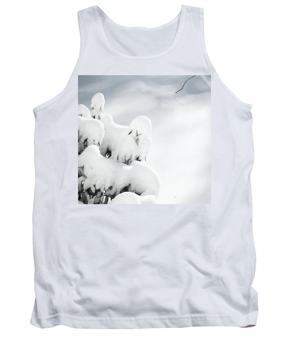 Winter Tank Top featuring the photograph Ghostly Snow Covered Bush by Pamela Hyde Wilson