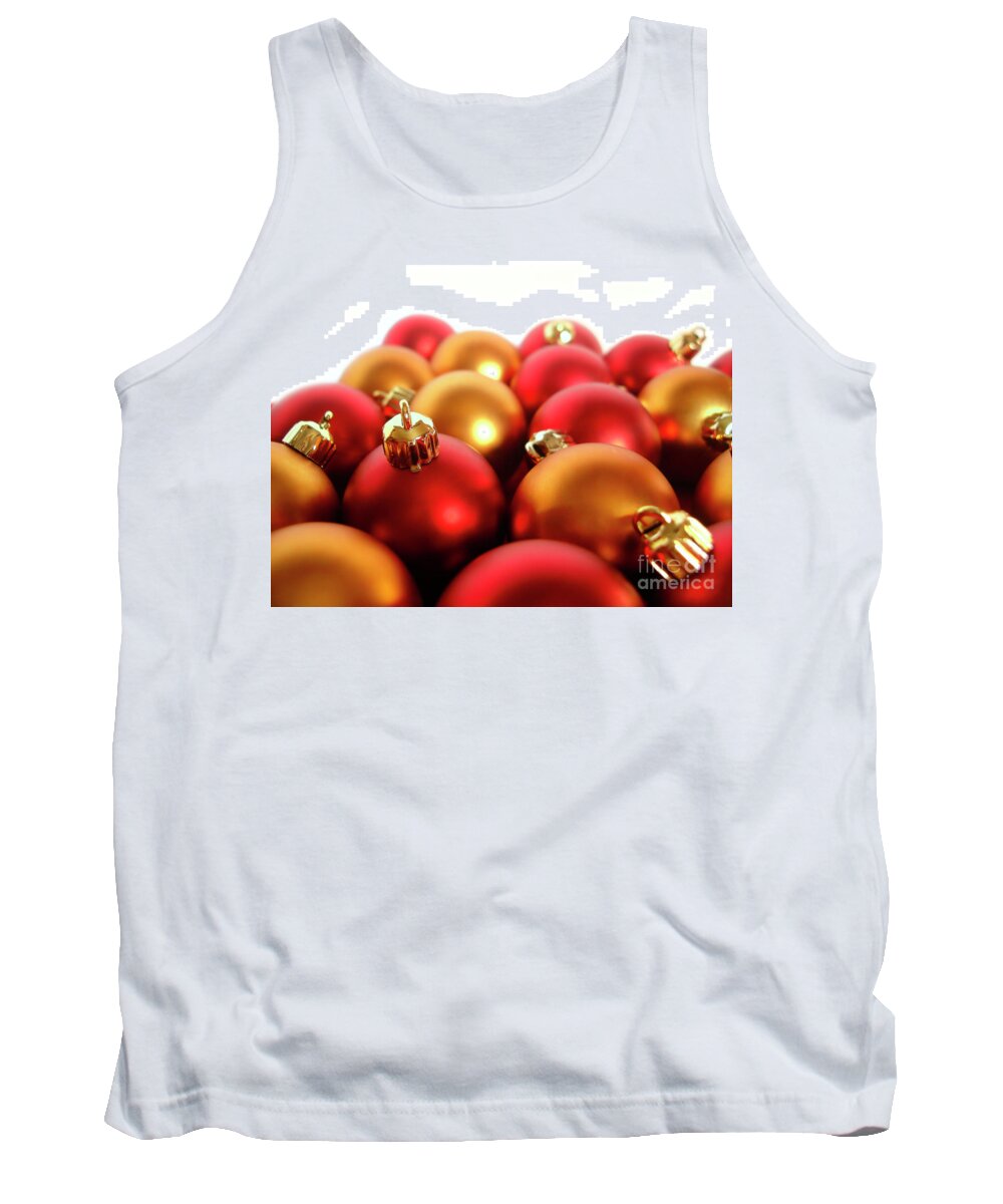 Ball Tank Top featuring the photograph Gold and Red Xmas Balls by Carlos Caetano