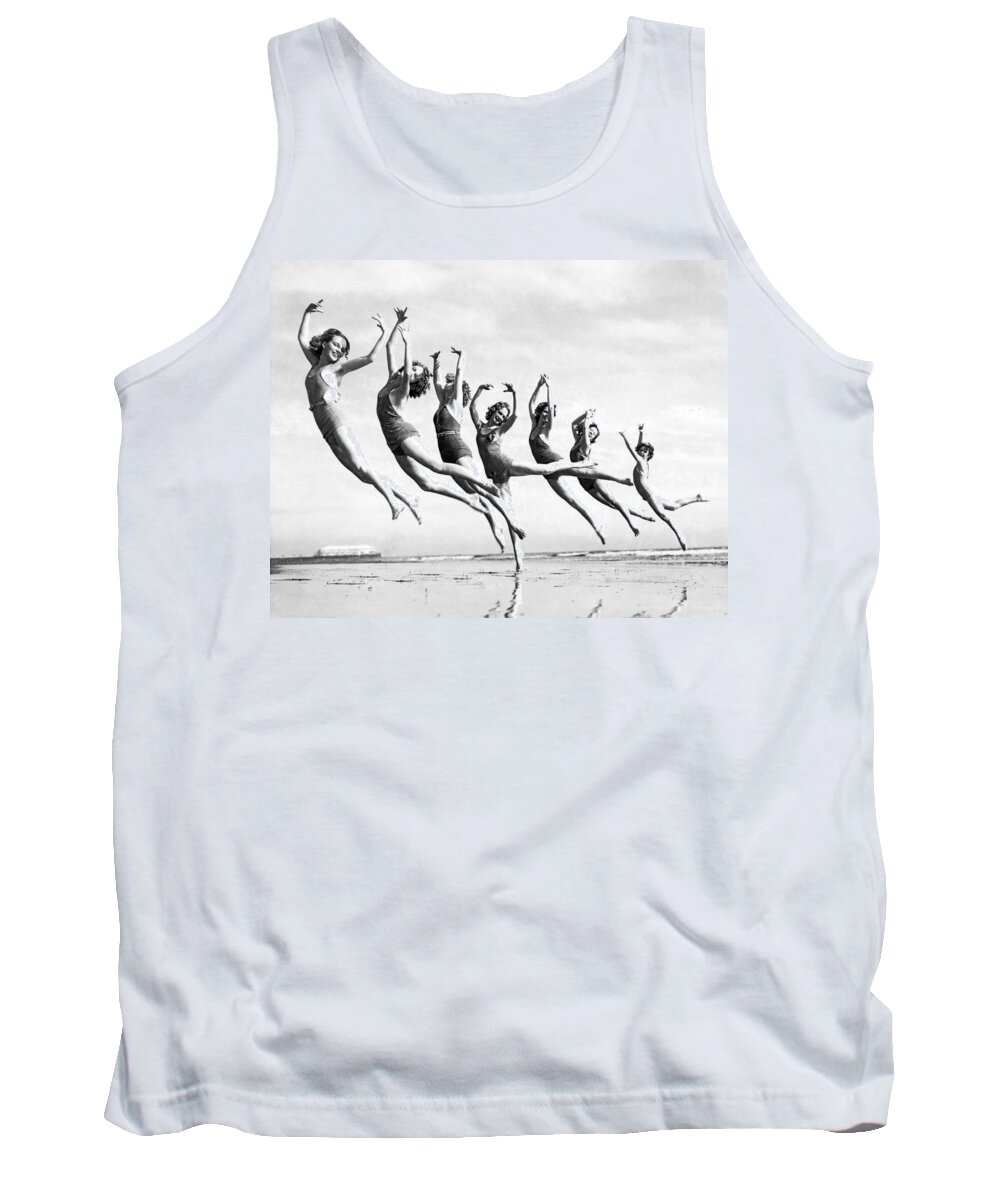 1930's Tank Top featuring the photograph Graceful Line Of Beach Dancers by Underwood Archives