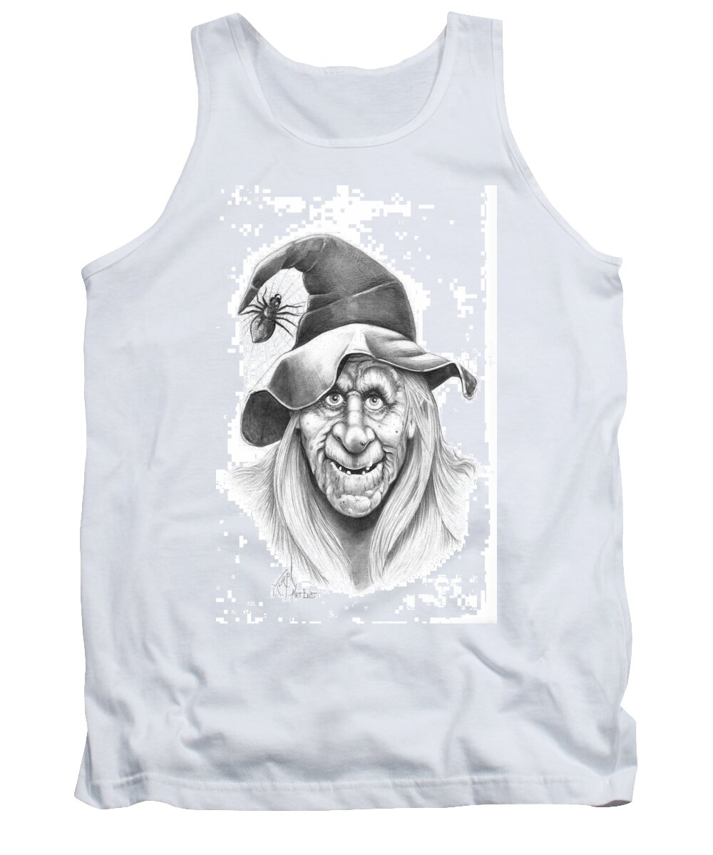 Witch Tank Top featuring the drawing Halloween WeeOtch by Murphy Elliott