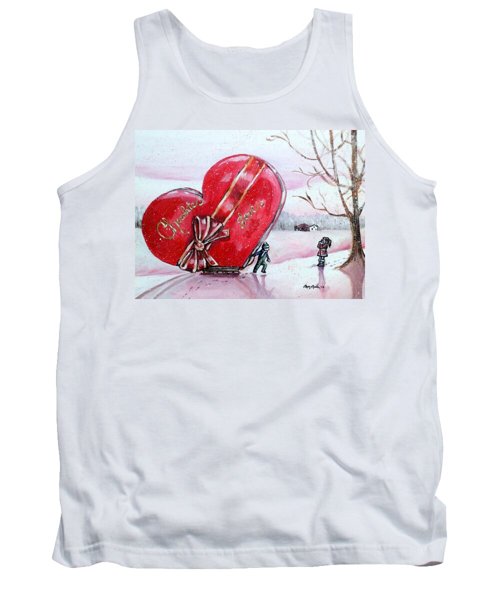 Heart Tank Top featuring the painting I Love You THIIIS Much by Shana Rowe Jackson