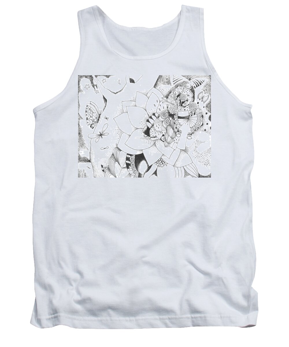 Nature Tank Top featuring the drawing Metaphorically Speaking by Helena Tiainen