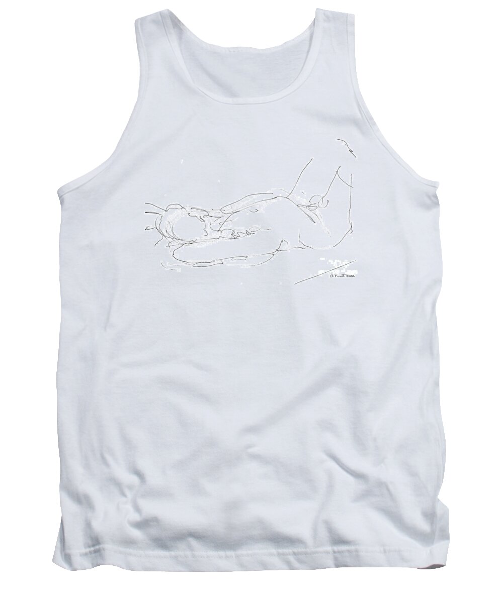 Male Tank Top featuring the drawing Nude-Male-Drawings-12 by Gordon Punt