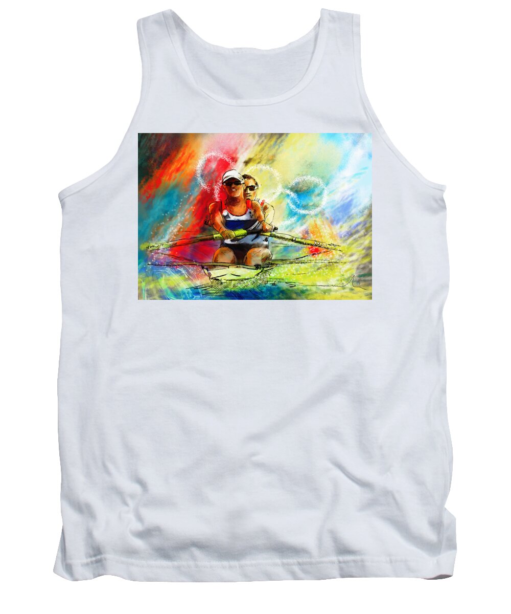 Sports Tank Top featuring the painting Olympics Rowing 03 by Miki De Goodaboom
