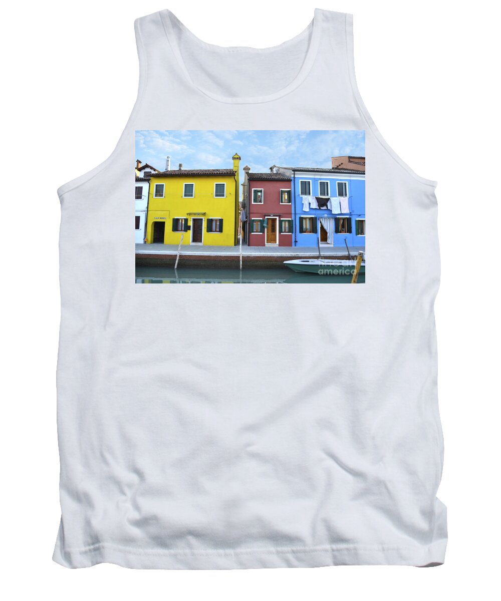 Burano Italy Tank Top featuring the photograph Primary colors in Burano Italy by Rebecca Margraf
