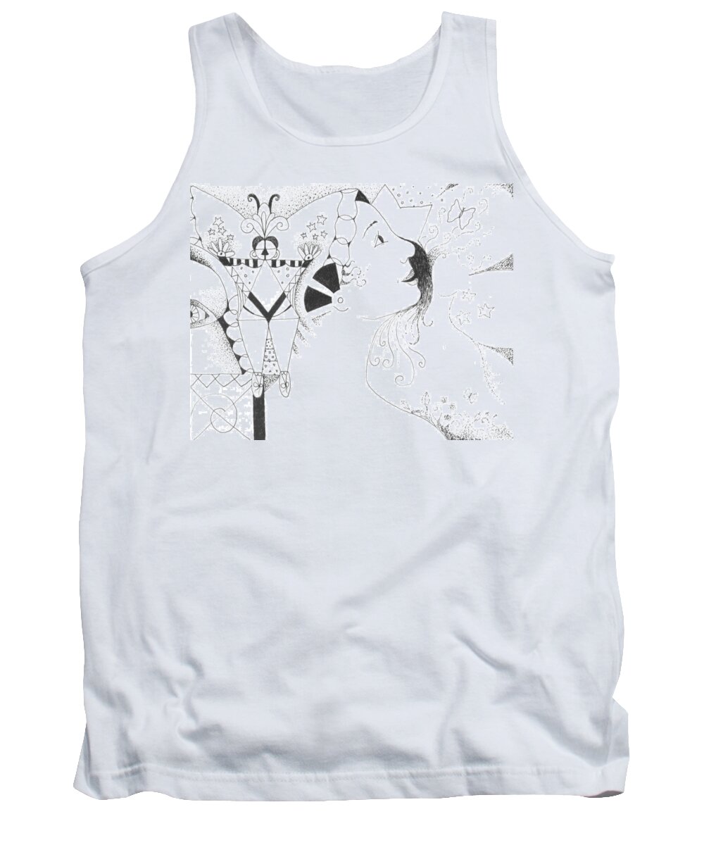 Aspirations Tank Top featuring the drawing Recalling Dreams by Helena Tiainen