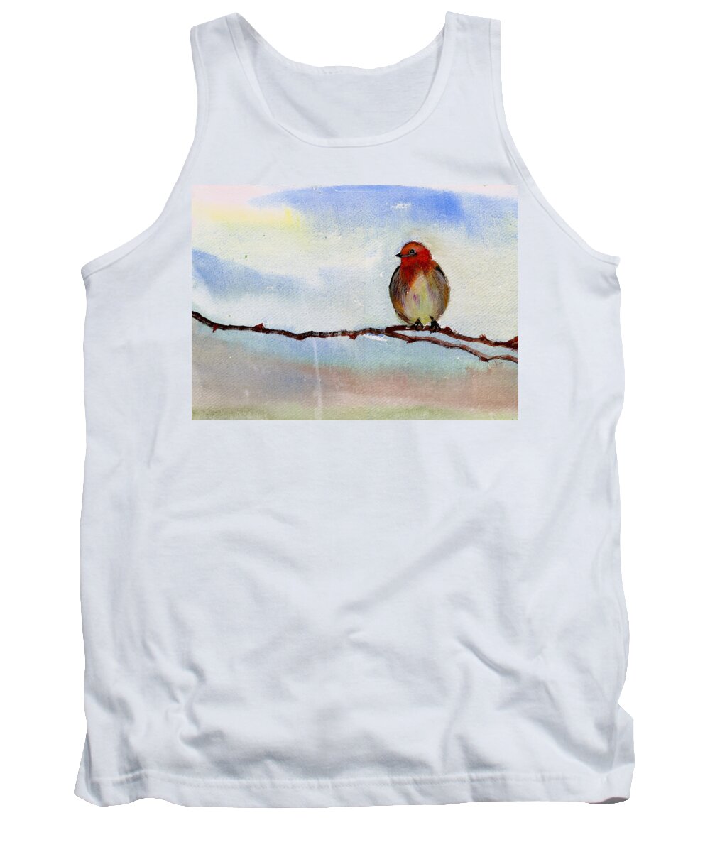 Tree Tank Top featuring the painting Robin 1 by Anil Nene