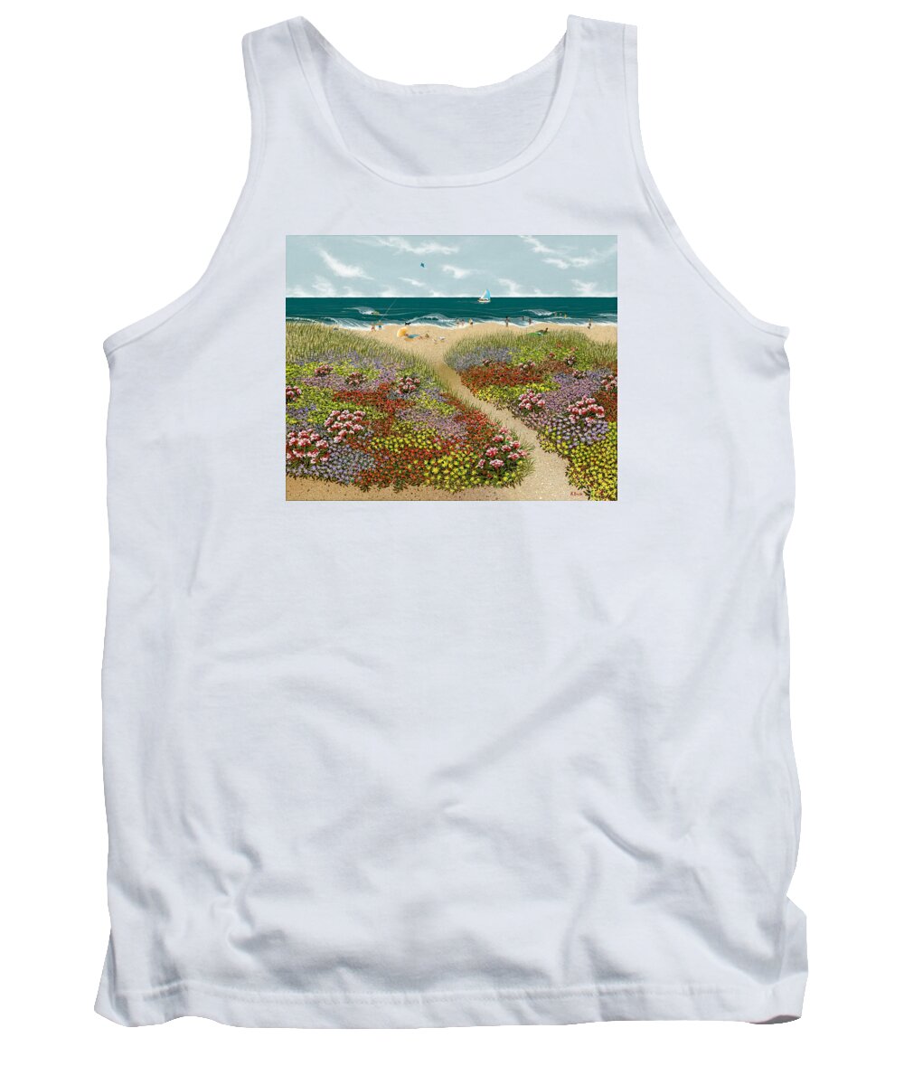 Print Tank Top featuring the painting Sand Path by Katherine Young-Beck
