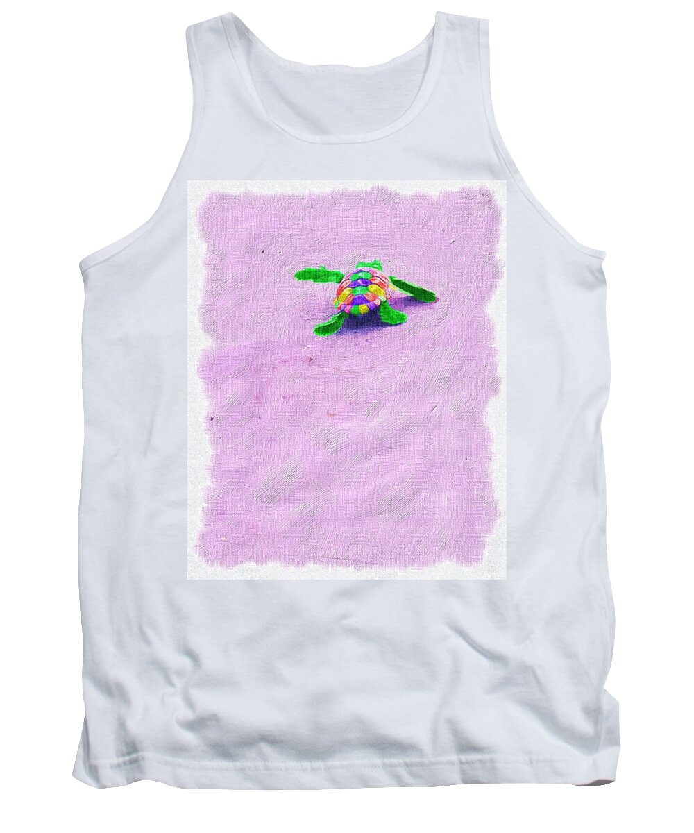 Turtle Tank Top featuring the photograph Sea Turtle Escape by Susan Cliett