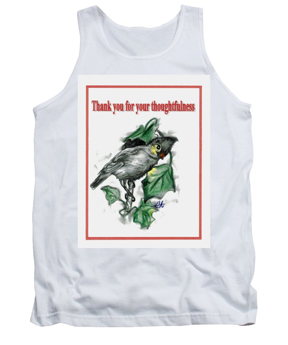 Thoughtfulness Tank Top featuring the drawing Thank You by Carol Allen Anfinsen