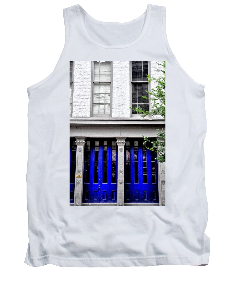 The Blue Doors - Nola Tank Top featuring the photograph The Blue Doors - NOLA by Bill Cannon