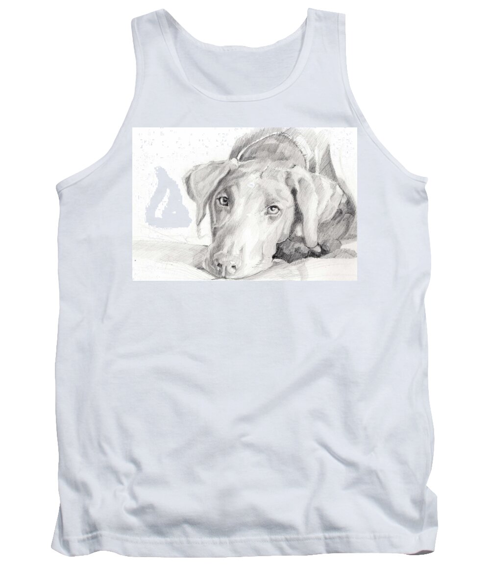 Labrador Retriever Tank Top featuring the drawing The Face Of Love by Sheila Wedegis