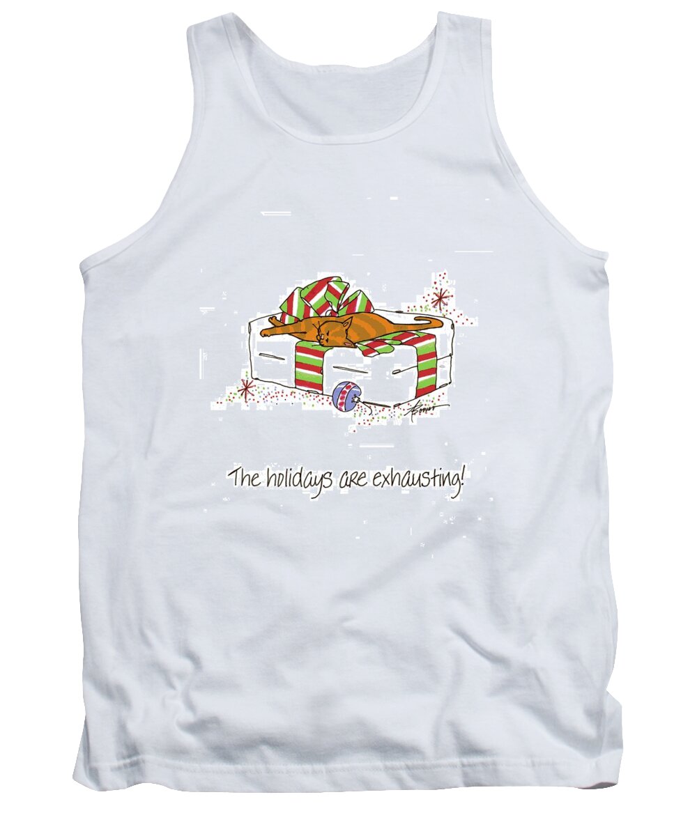 Christmas Tank Top featuring the painting The holidays are exhausting. by Adele Bower