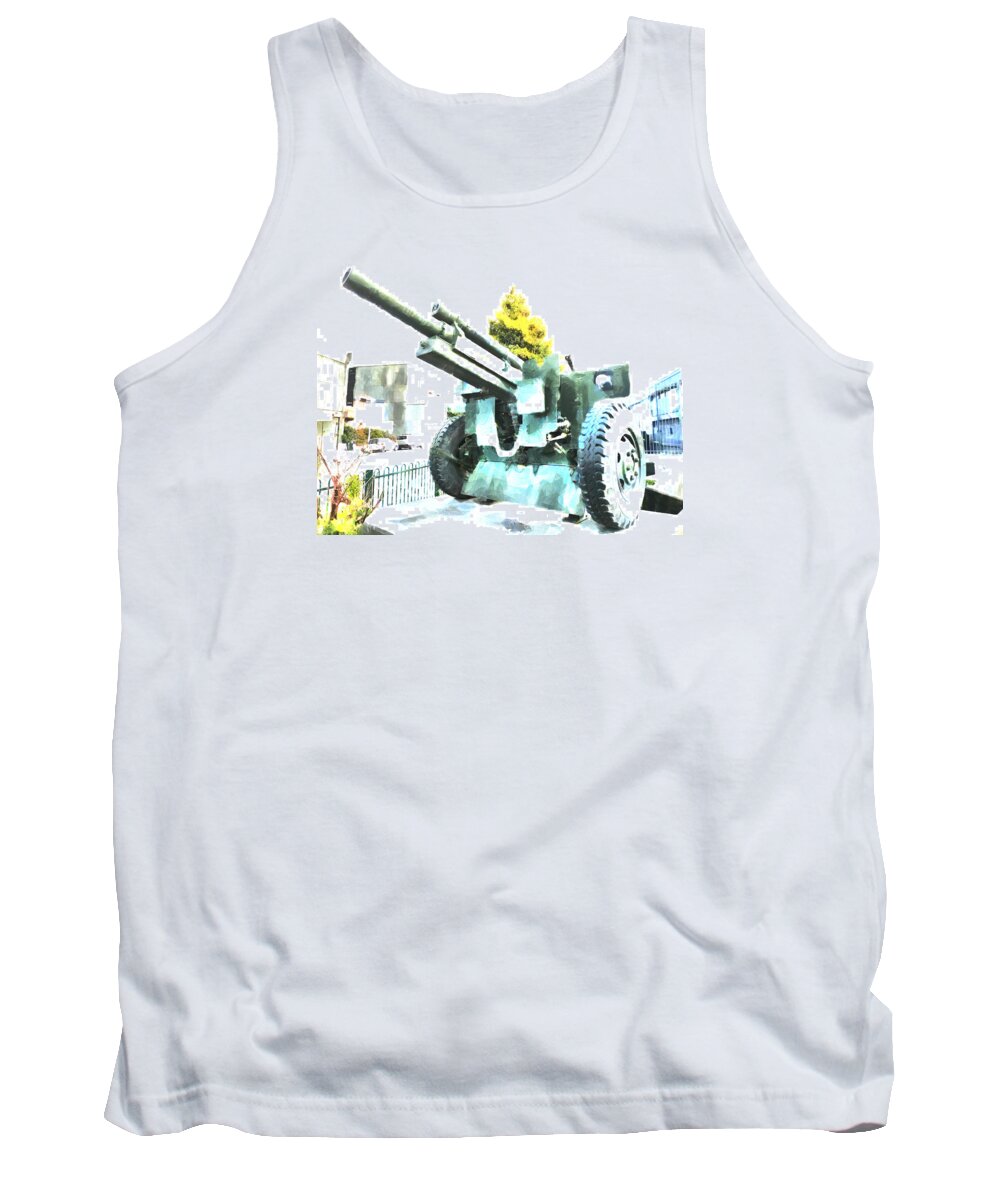 Howitzer Tank Top featuring the photograph The Howitzer 105mm field gun carriage by Steve Taylor