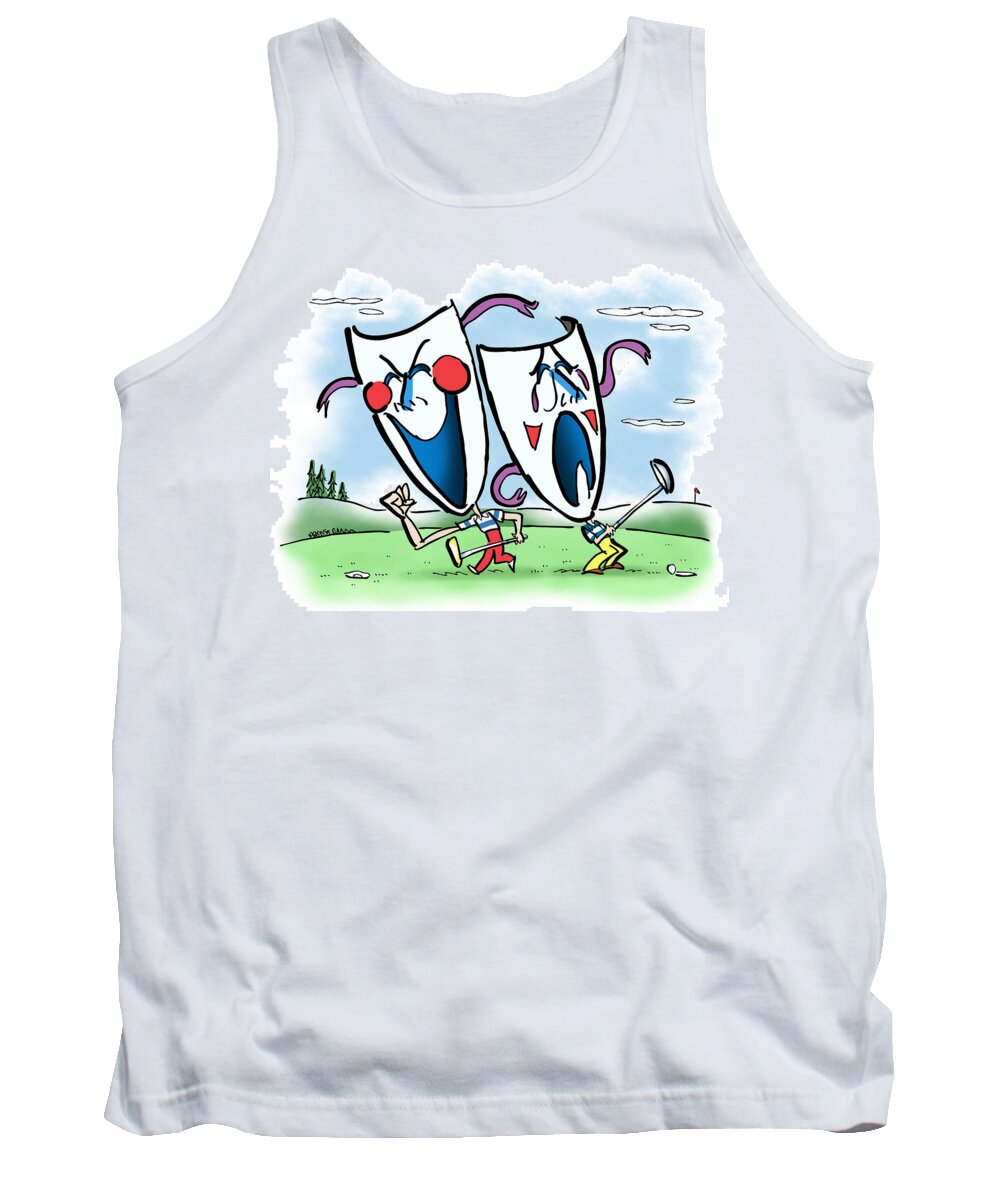 Golf Tank Top featuring the digital art The Two Faces Of Golf by Mark Armstrong