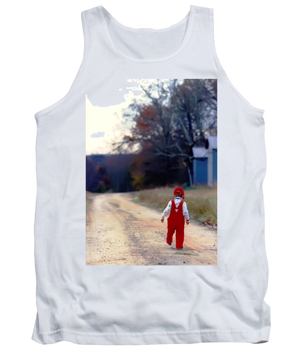 Country Tank Top featuring the photograph Walking on PawPaw's Road by KG Thienemann