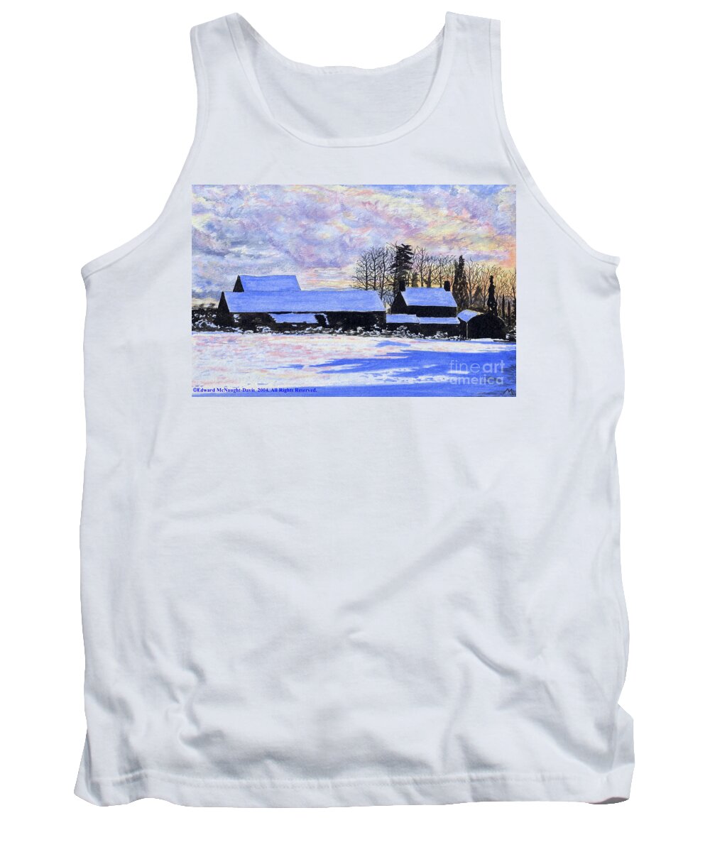 Painting Cribyn Winter Snow Tank Top featuring the painting Painting Cribyn Winter Snow at Cwm Mynach by Edward McNaught-Davis