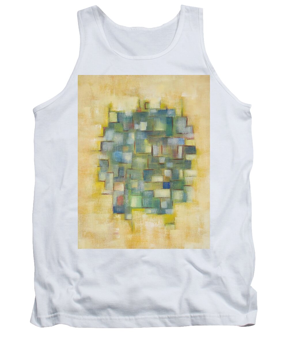 Abstract Tank Top featuring the painting Yellow with Green by Patricia Cleasby