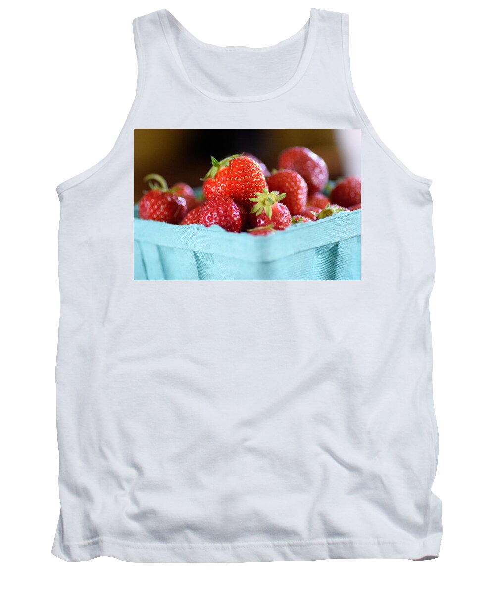 Strawberries Tank Top featuring the photograph Sweet Summertime by Judy Salcedo