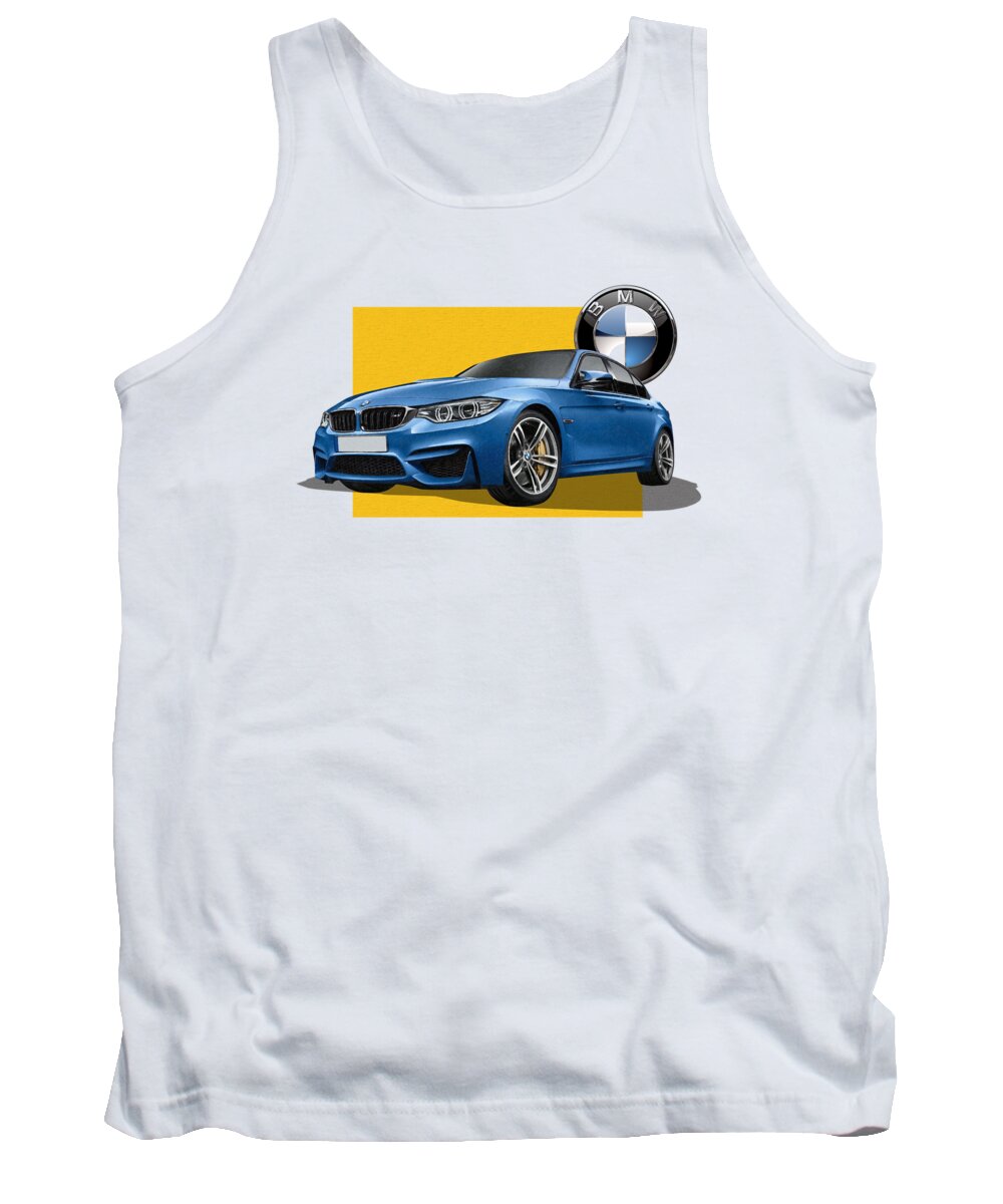 �bmw� Collection By Serge Averbukh Tank Top featuring the photograph 2016 B M W M 3 Sedan with 3 D Badge by Serge Averbukh