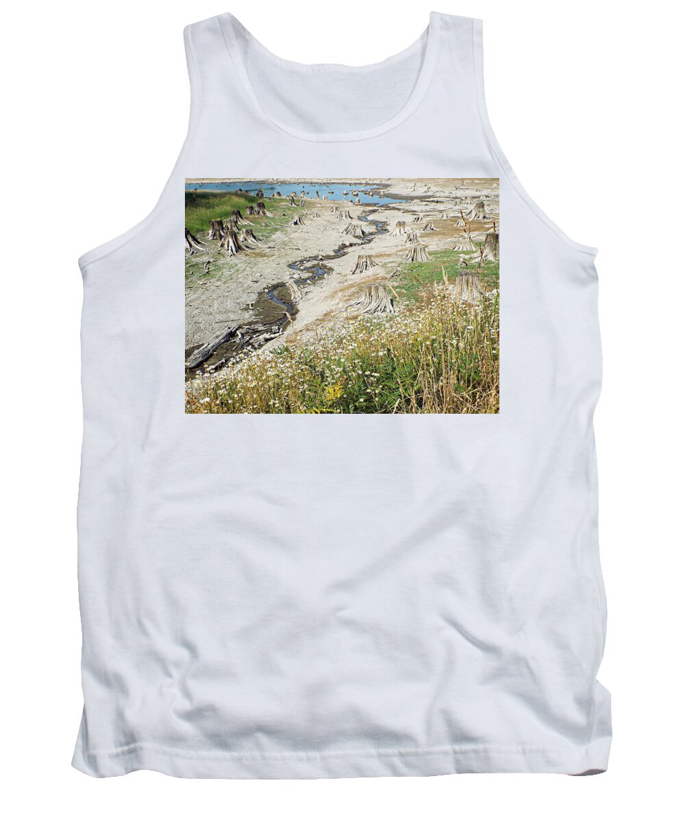 United States Tank Top featuring the photograph Alder Lake Stumps #1 by Joseph Hendrix