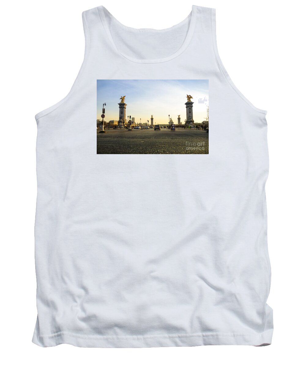 Paris Tank Top featuring the photograph Alexandre III Bridge in Paris France early morning #1 by Perry Van Munster