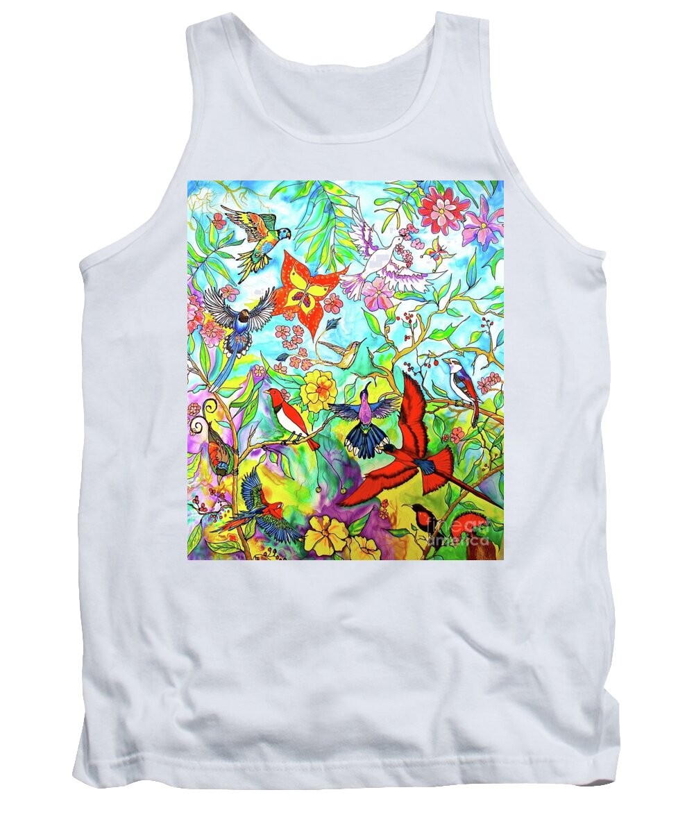 Silk Painting Tank Top featuring the painting Birds Of Praise by Nancy Cupp